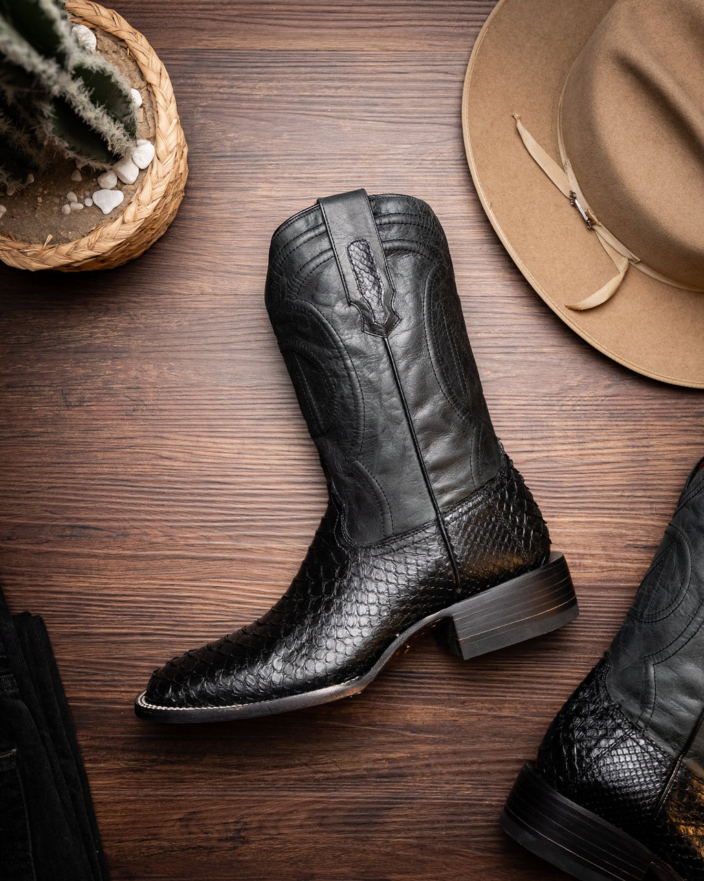 Marco di Milano Missouri Black python snake men's boots
