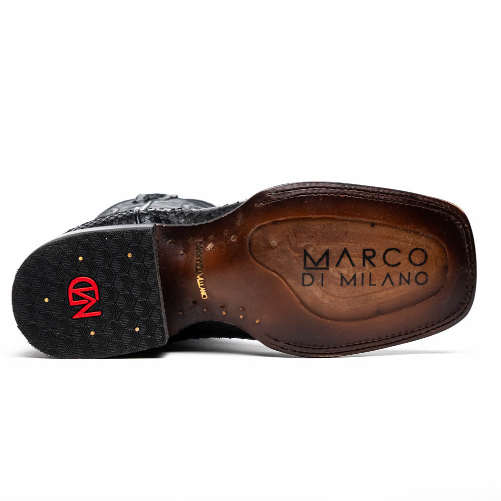 Marco di Milano Missouri Black python snake men's boots