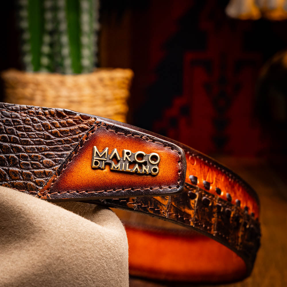 Marco di Milano unisex Montana Belt Aged Brown Caiman crocodile leather men's