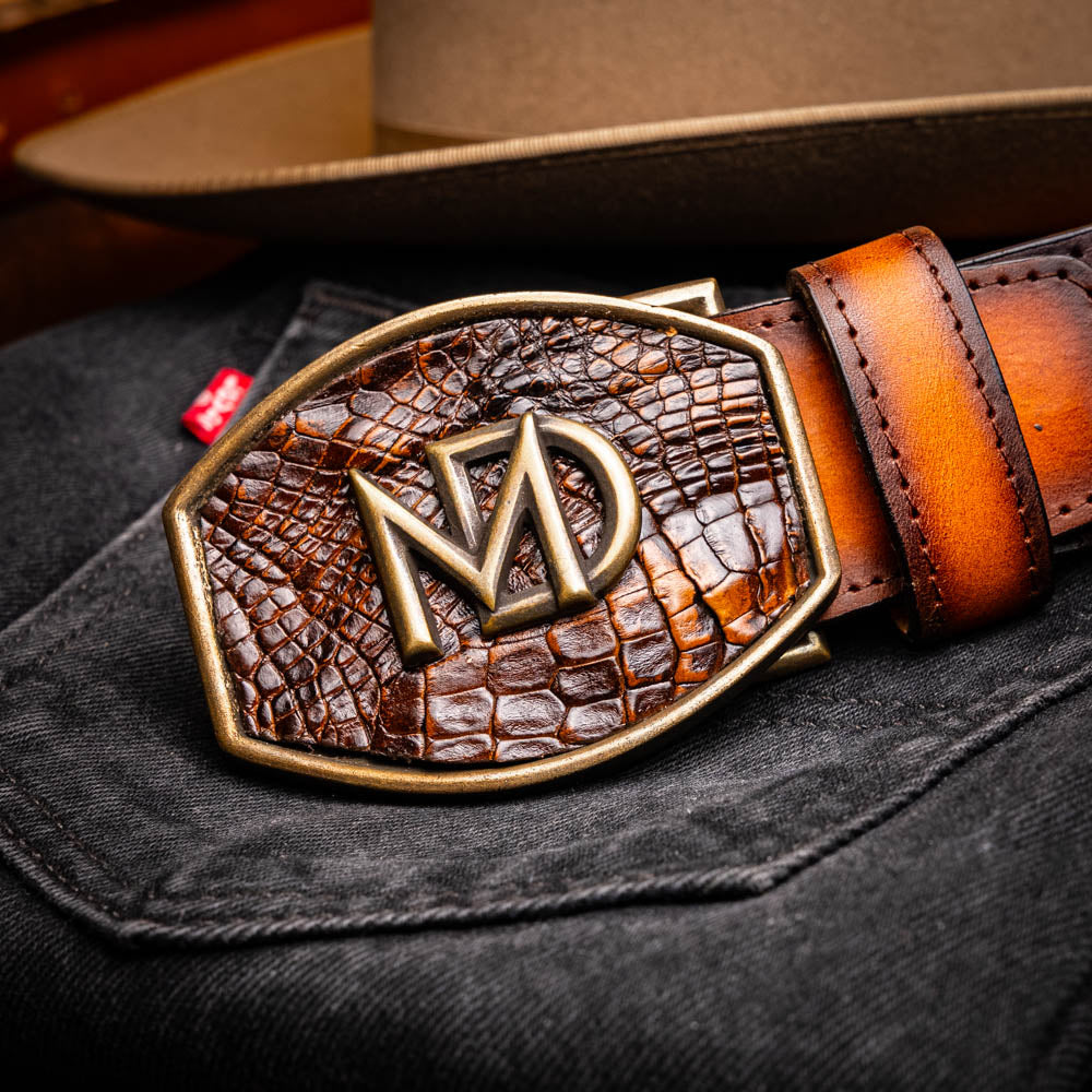 Marco di Milano unisex Montana Belt Aged Brown Caiman crocodile leather men's