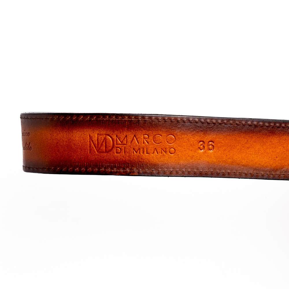 Marco di Milano unisex Montana Belt Aged Brown Caiman crocodile leather men's