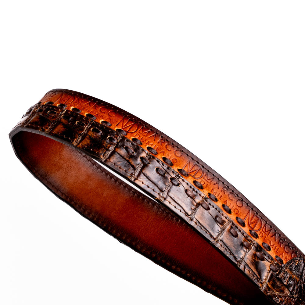 Marco di Milano unisex Montana Belt Aged Brown Caiman crocodile leather men's