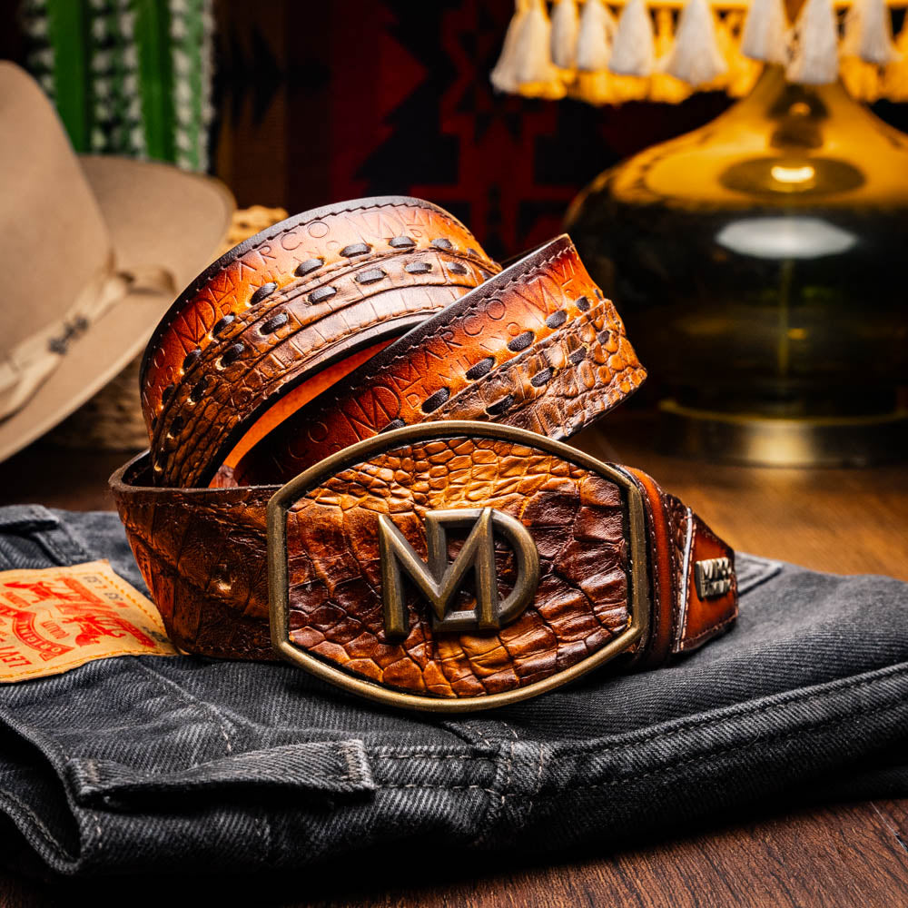 Marco di Milano Montana Belt Aged Maple Caiman Crocodile men's