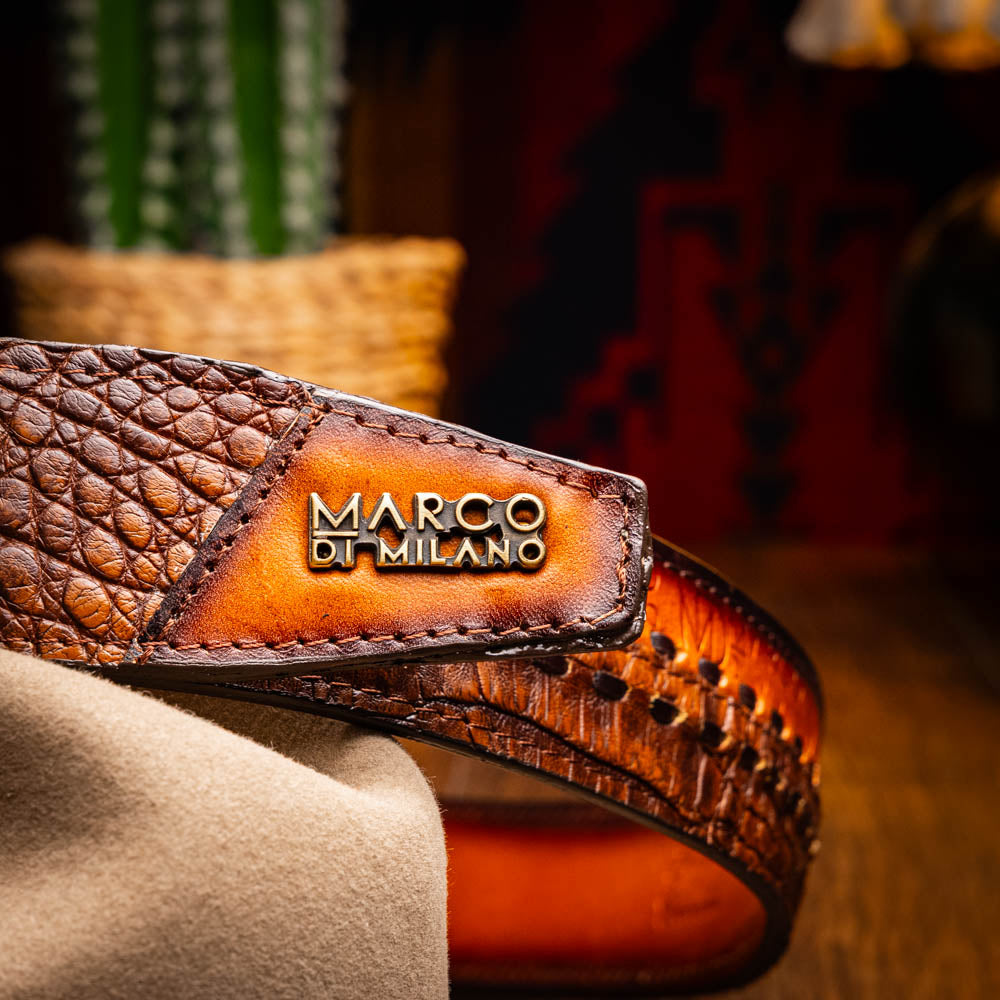 Marco di Milano Montana Belt Aged Maple Caiman Crocodile men's