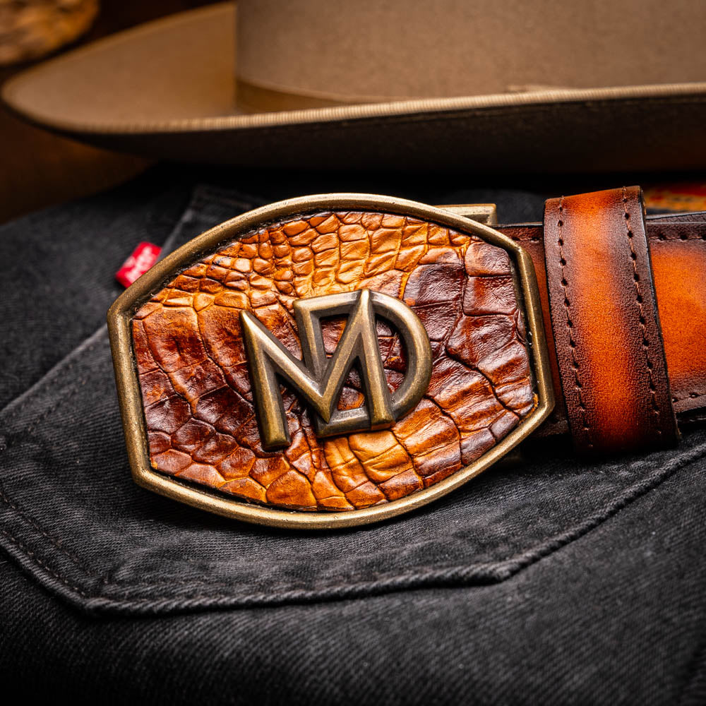 Marco di Milano Montana Belt Aged Maple Caiman Crocodile men's