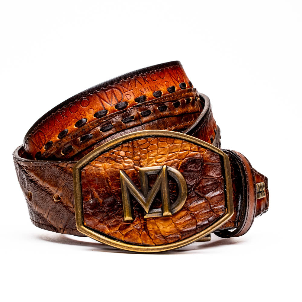Marco di Milano Montana Belt Aged Maple Caiman Crocodile men's