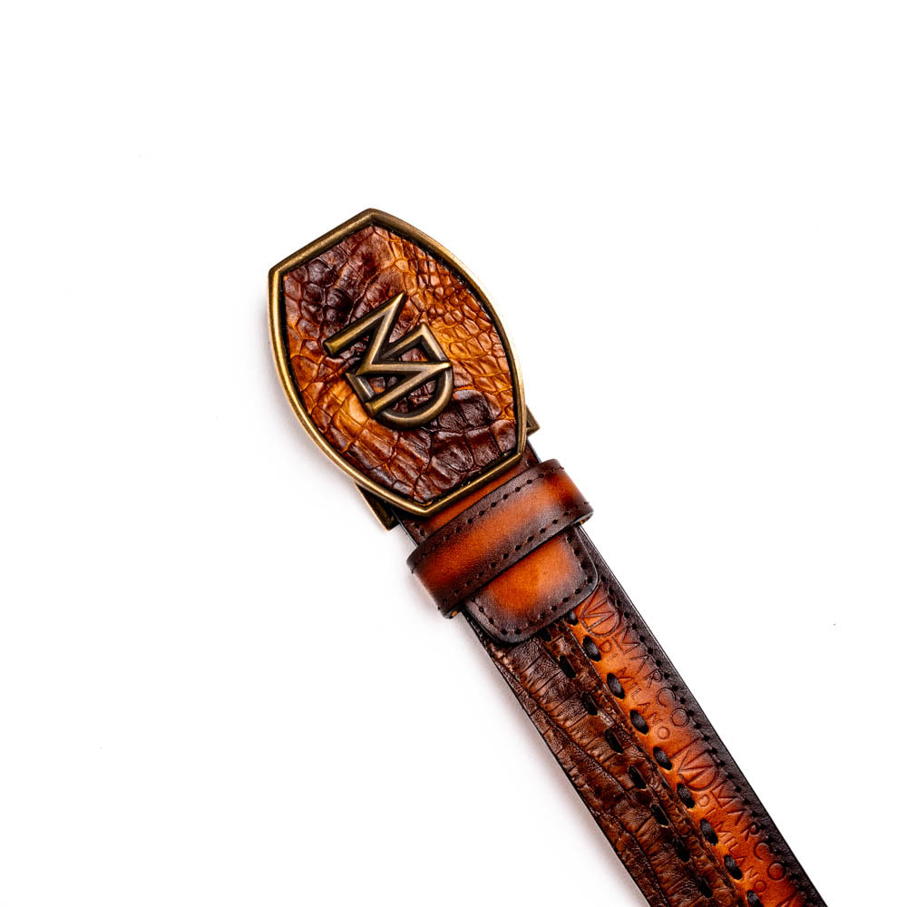 Marco di Milano Montana Belt Aged Maple Caiman Crocodile men's