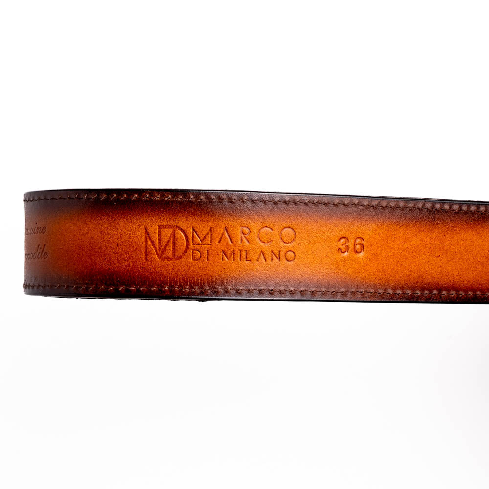 Marco di Milano Montana Belt Aged Maple Caiman Crocodile men's