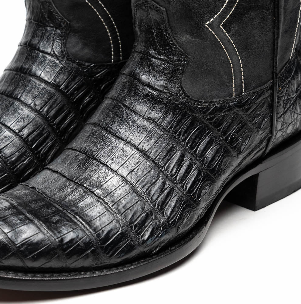 Phoenix Black genuine Caiman Belly skin cowboy boots men's Marco