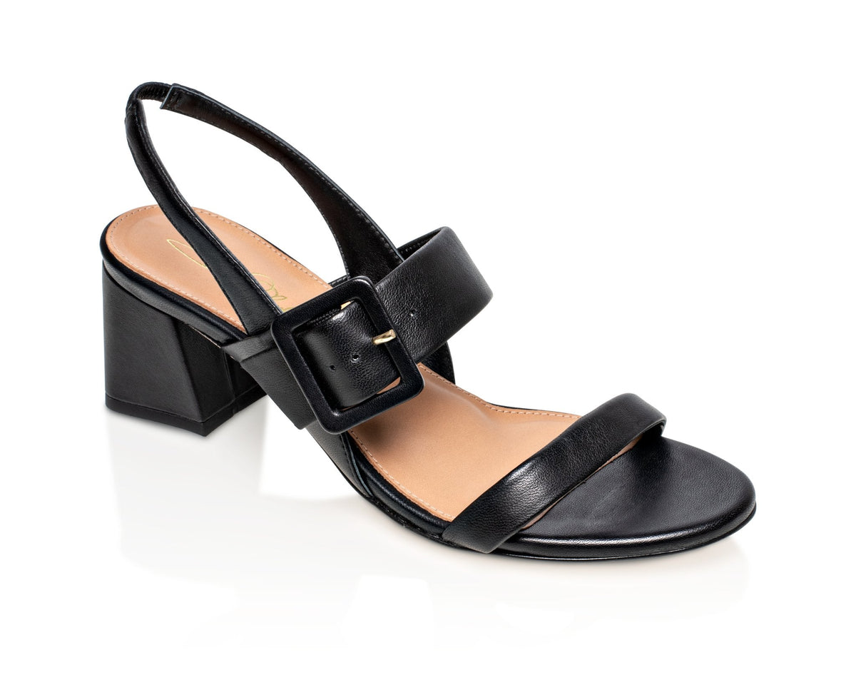 Greyson Black Luxury Soft Kid Nappa Joan Oloff heels Slingbacks Sandals Shoes