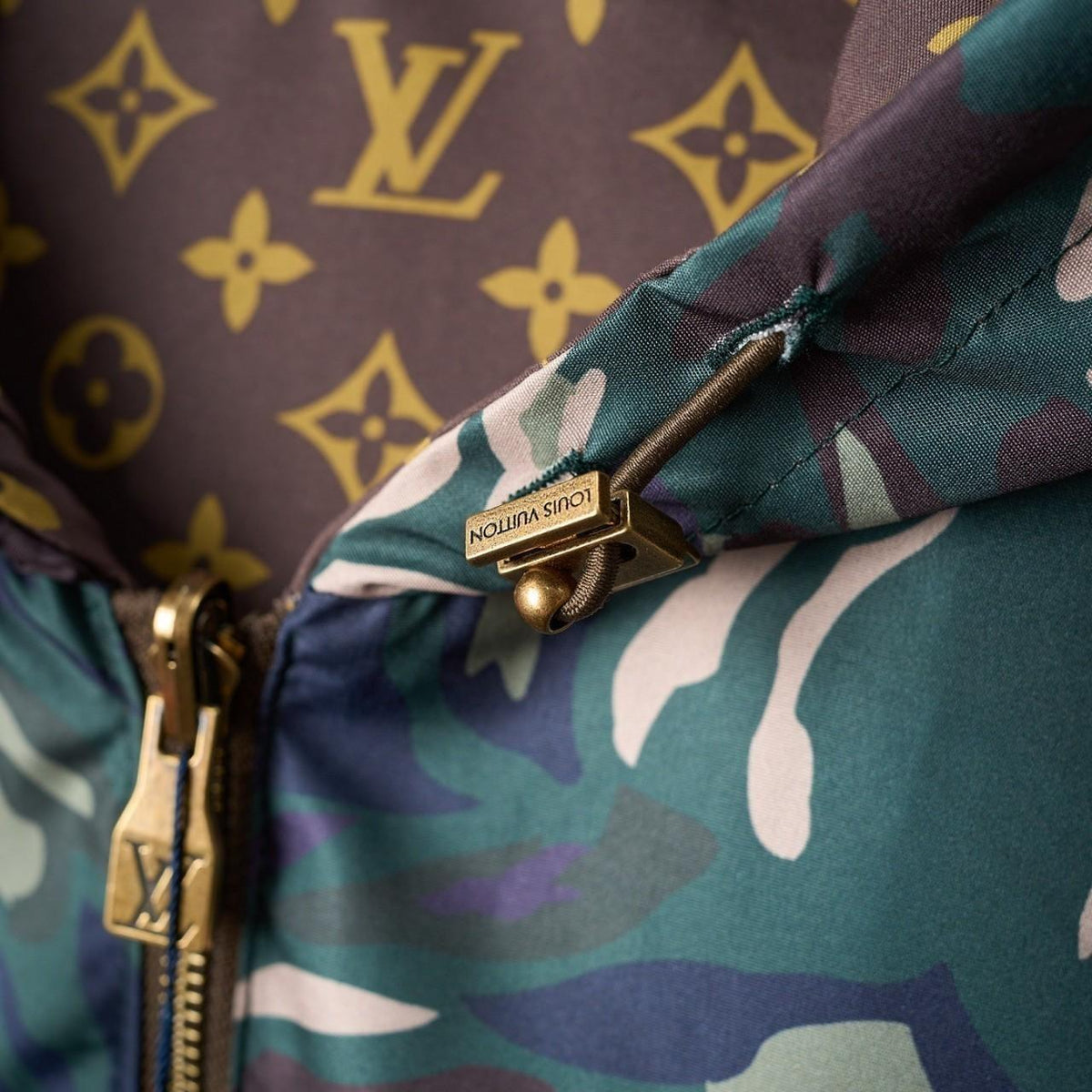 LV/Louis Vuitton Camouflage Monogram Logo Reversible Jacket Men's MED
