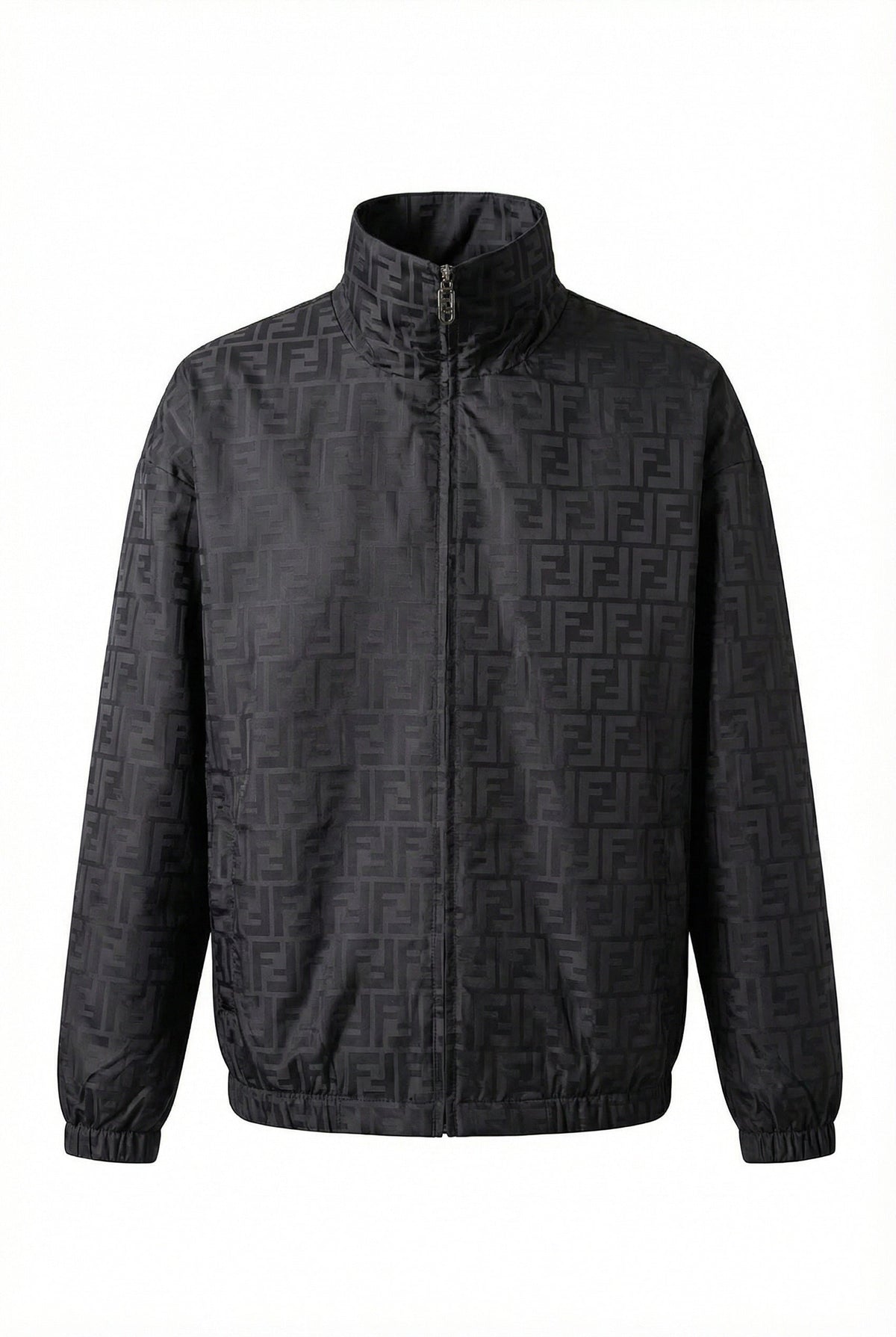 Fendi jacket Men's black zip-up jacket Large unisex coat nylon