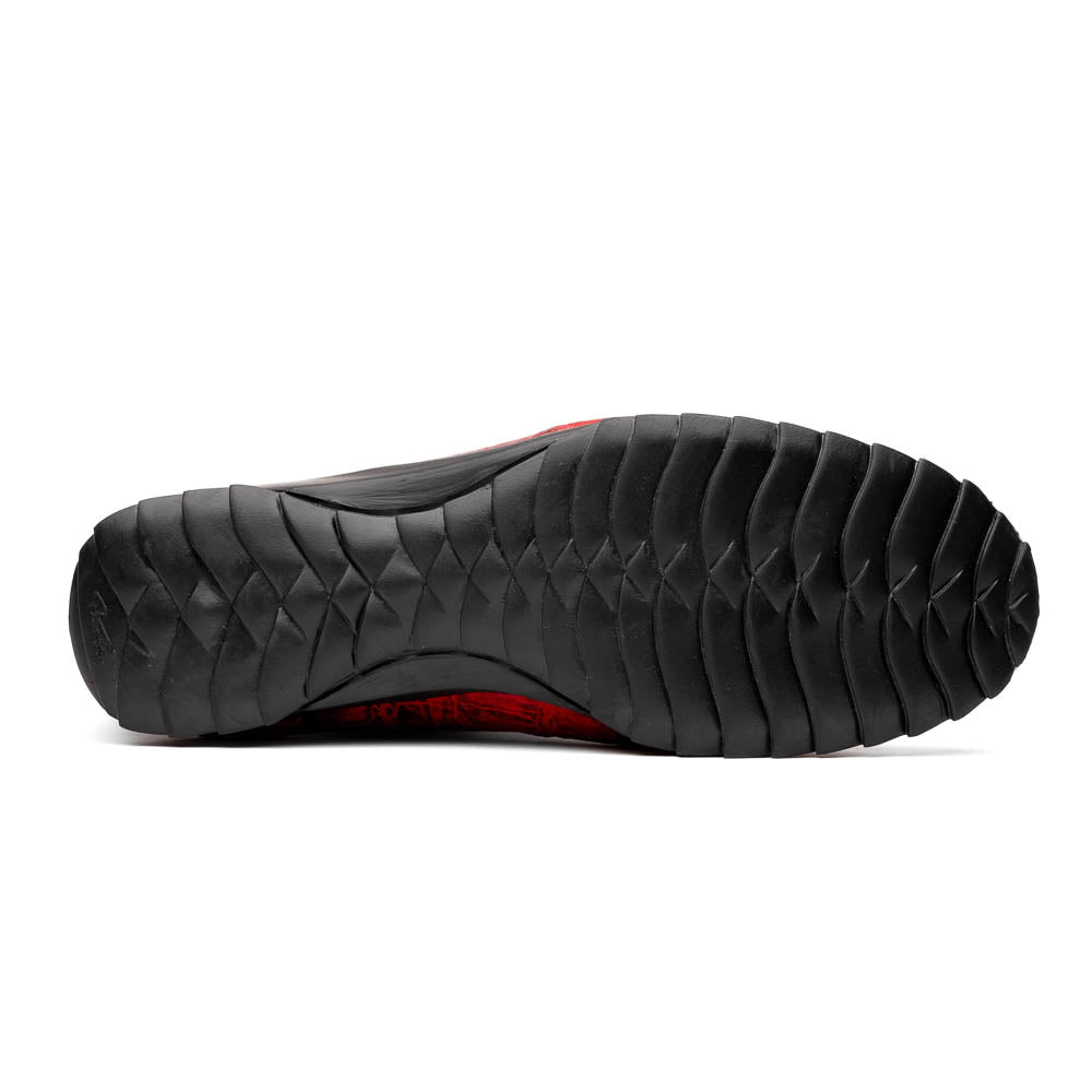 Saulo men's sneakers genuine alligator and ostrich BlackCherry Milano red shoes