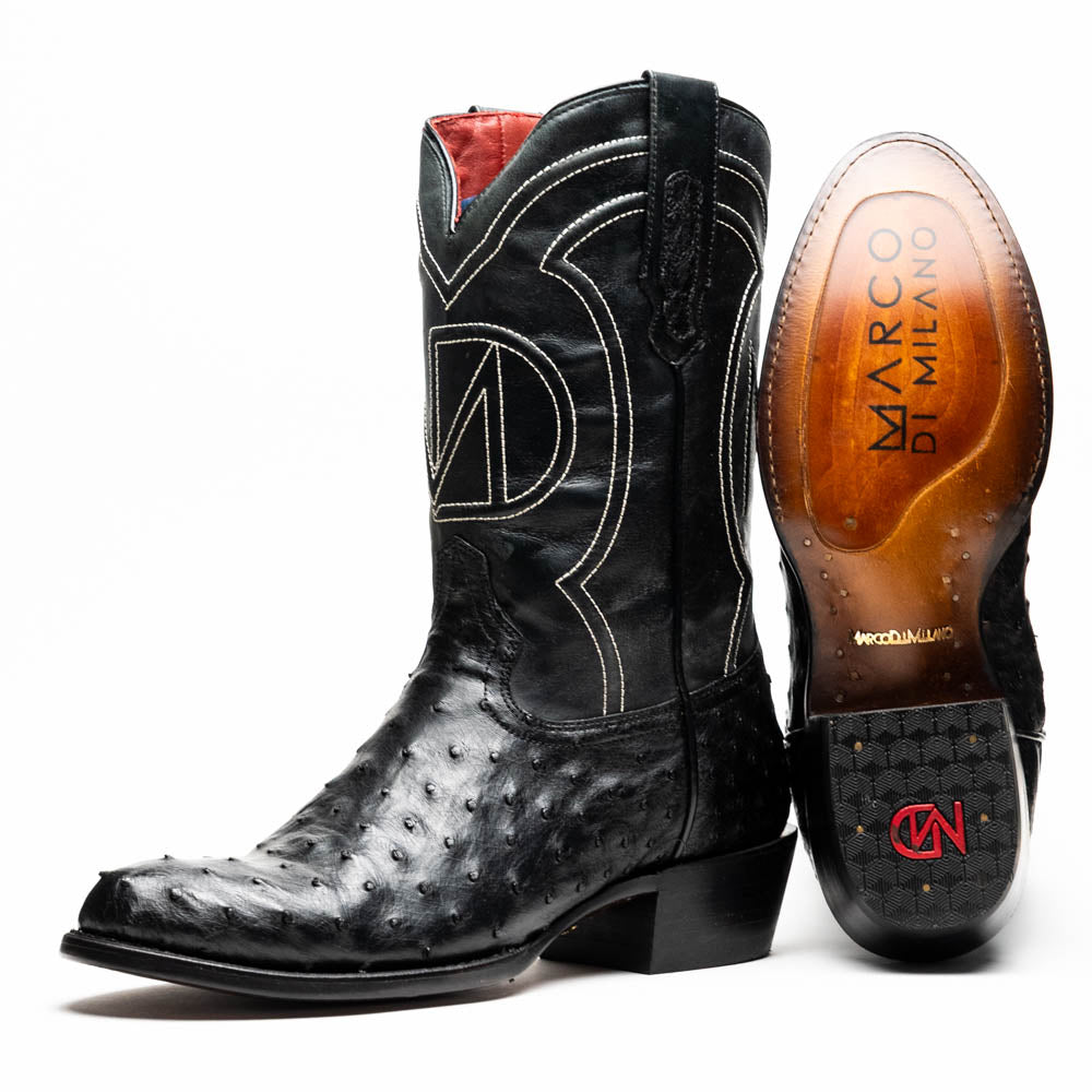 Savannah Black men's Ostrich Skin boots Marco Cowboy boots Men's
