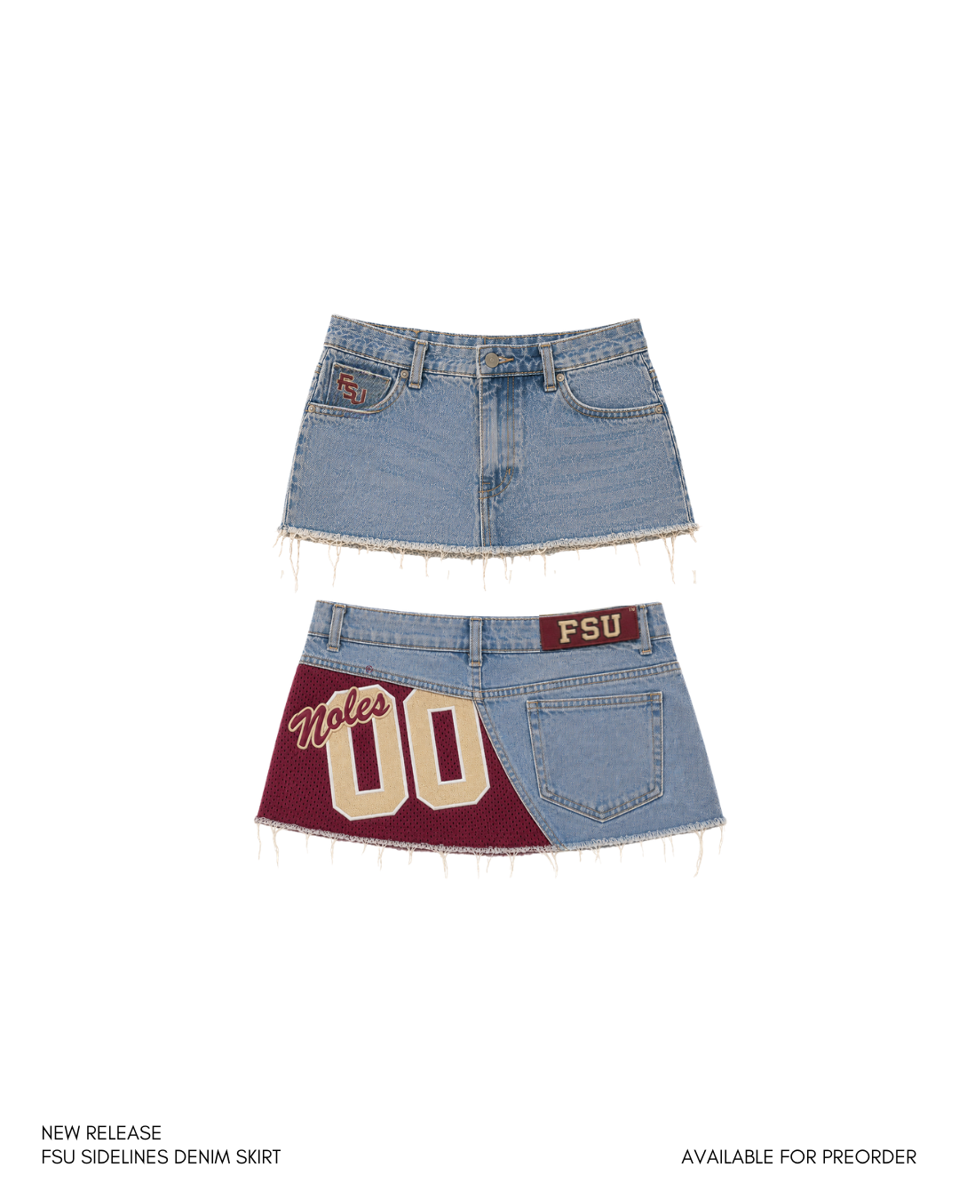 FSU Sidelines Skirt #2 Florida State Seminoles ladies blue jeans mini skirt denim