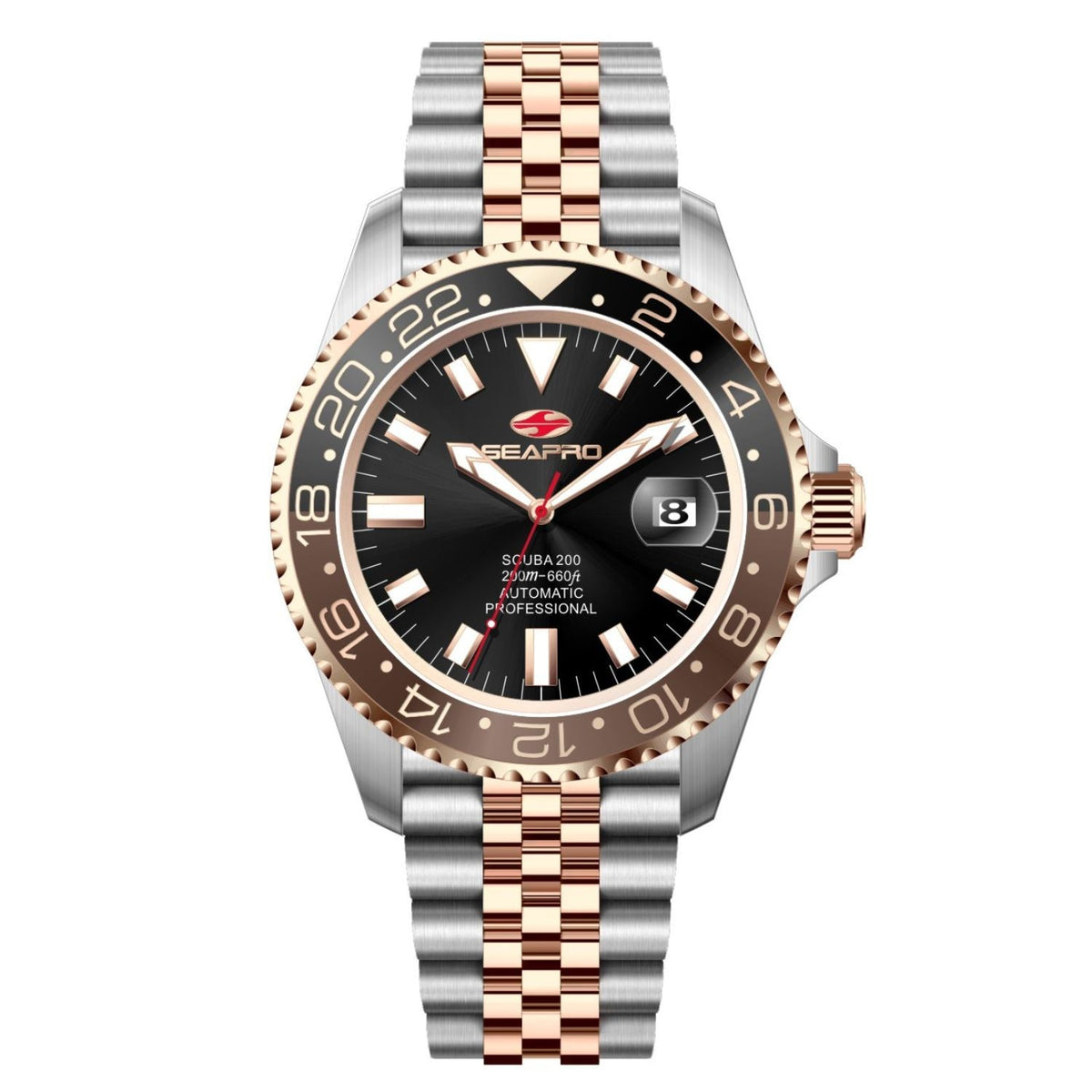 Seapro Men's Grand Meridian watch two-tone black face dive scuba