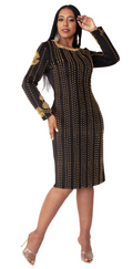 Stud Embellished Dress -4896 knit black or hot pink church dressy