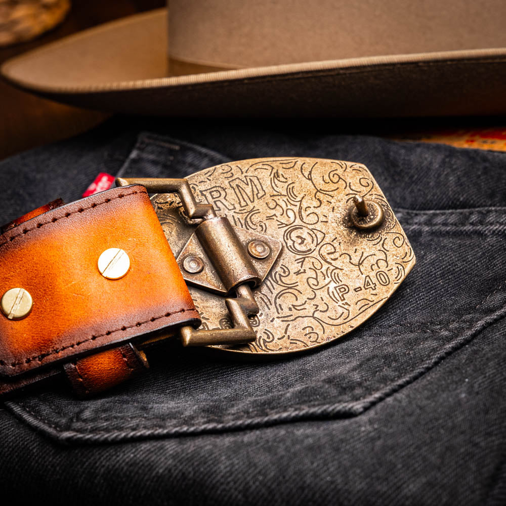 Marco di Milano Caiman Crocodile Texas Belt Aged Brown men's