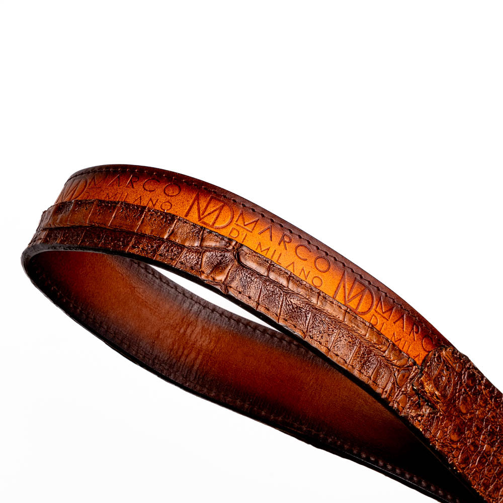 Marco di Milano Caiman Crocodile Texas Belt Aged Brown men's