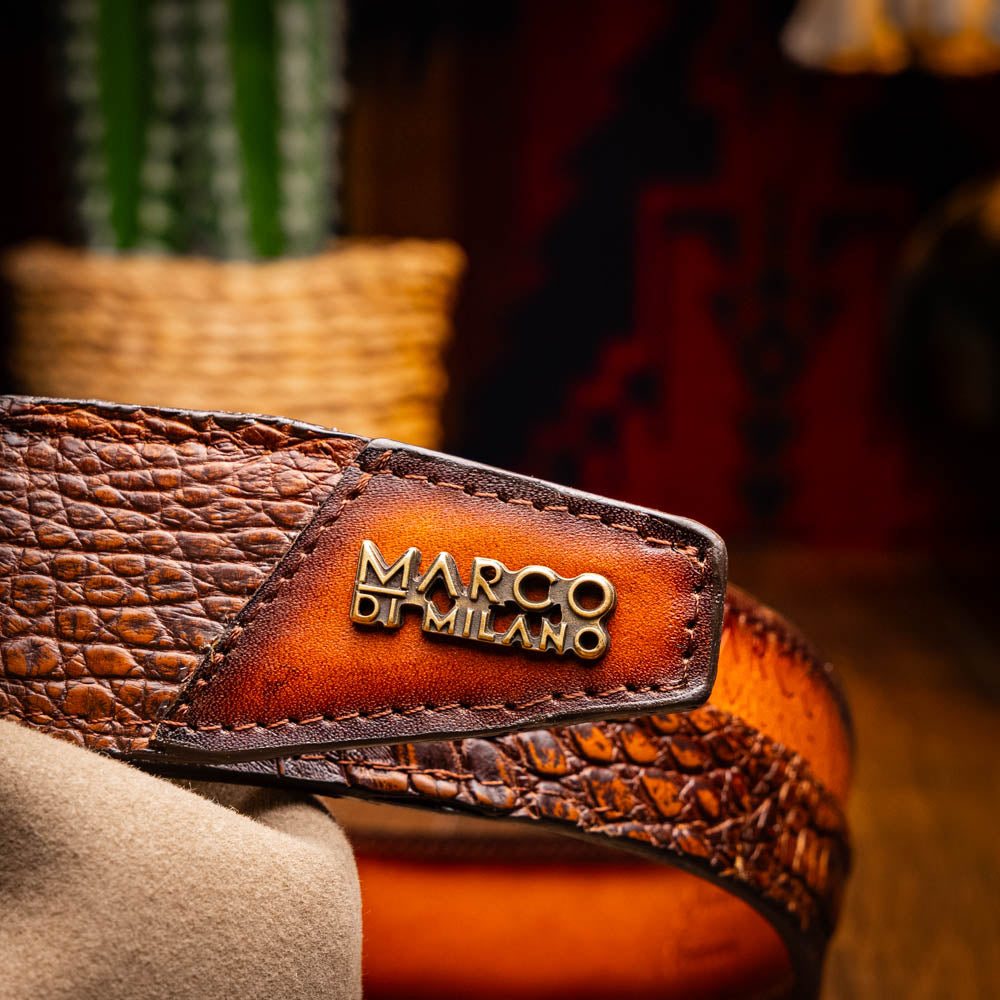 Marco di Milano Texas Belt Aged Maple Caiman Crocodile leather men's