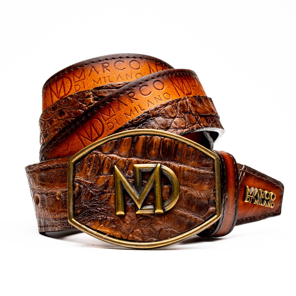 Marco di Milano Texas Belt Aged Maple Caiman Crocodile leather men's