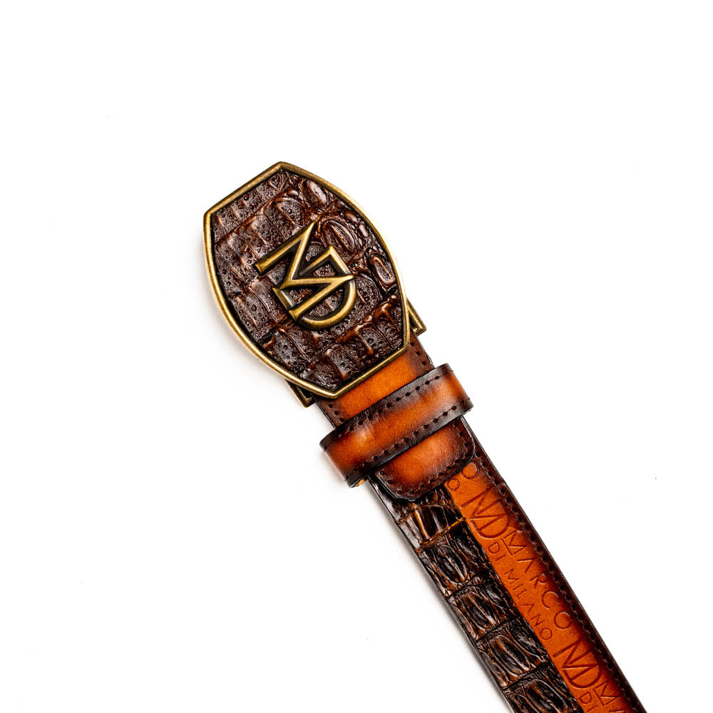 Marco di Milano Texas Belt Aged Maple Caiman Crocodile leather men's