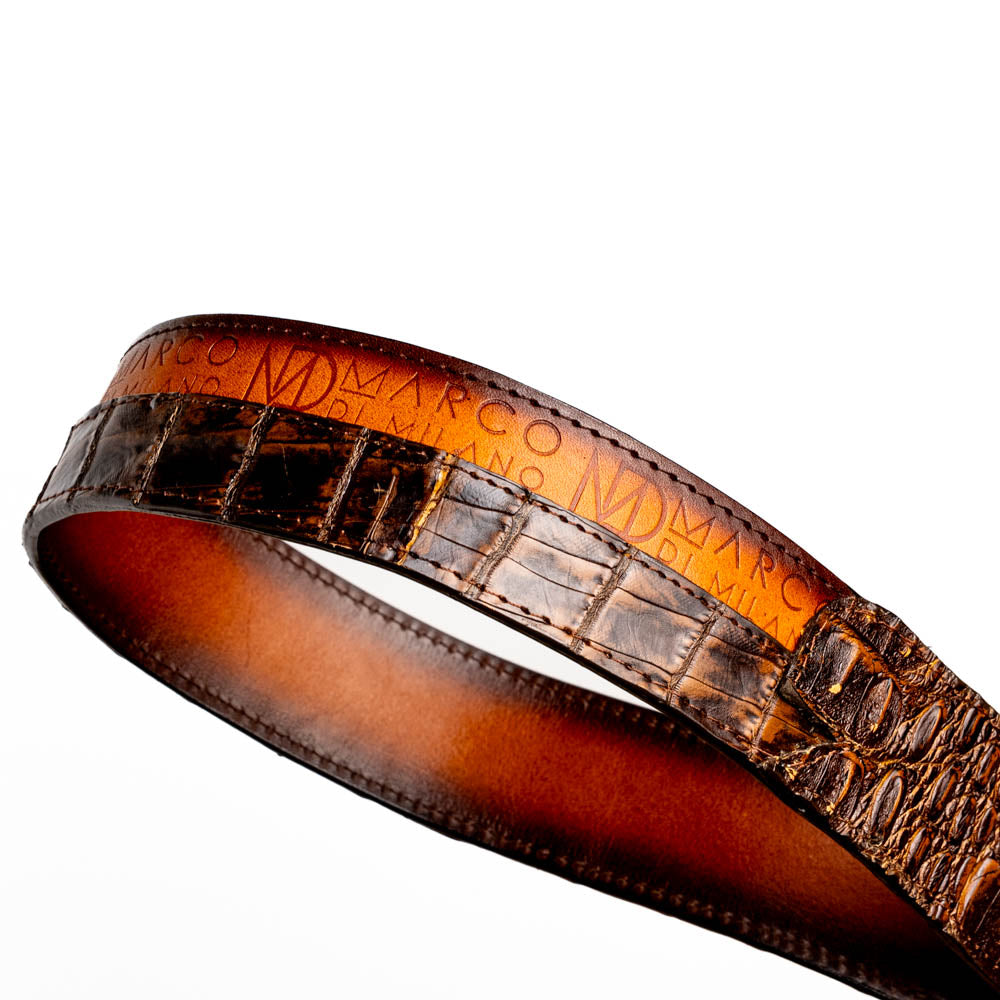 Marco di Milano Texas Belt Aged Maple Caiman Crocodile leather men's
