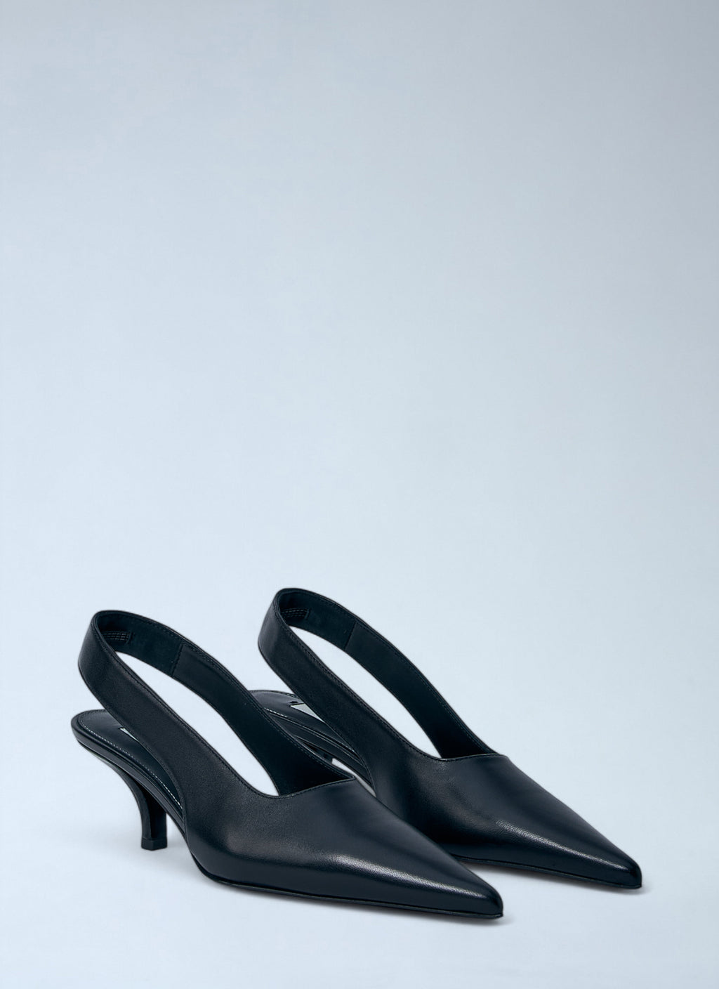 Toteme Ladies Classic Leather Slingback kitten Heels shoes black