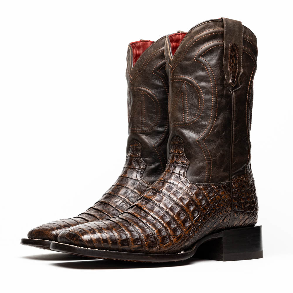 Tucson Aged Brown genuine Caiman Belly skin men's