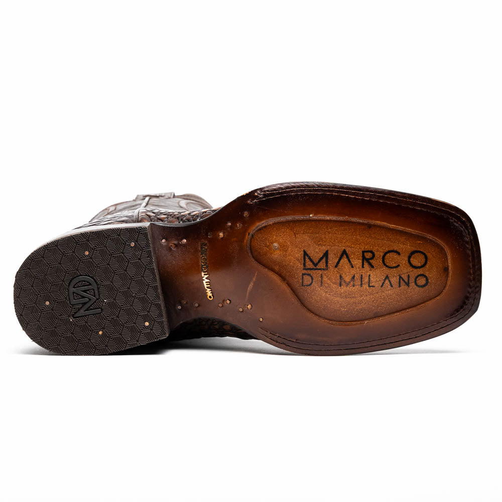 Tucson Aged Brown genuine Caiman Belly skin men's