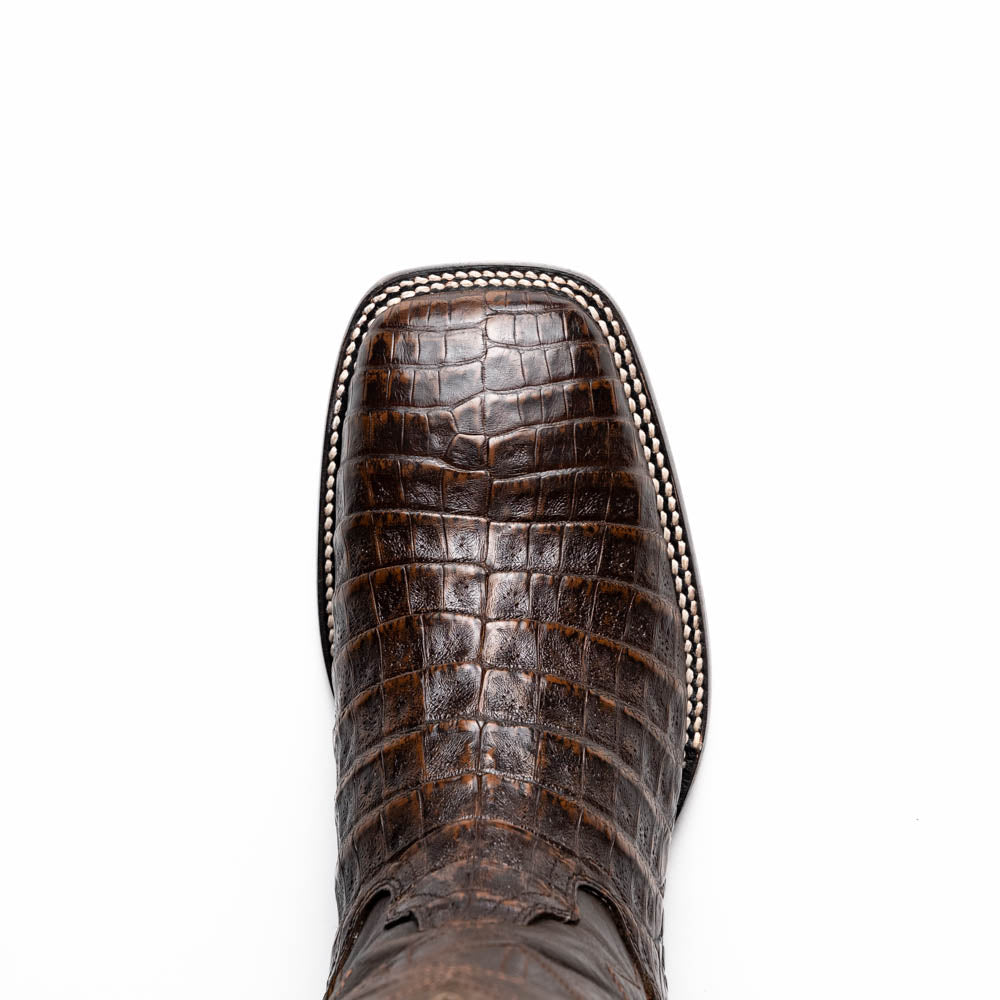 Tucson Aged Brown genuine Caiman Belly skin men's