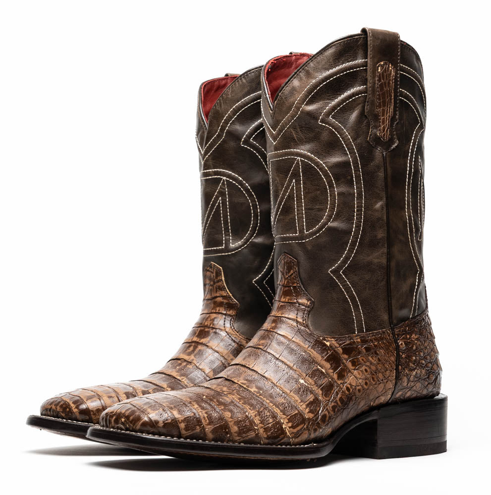 Tucson Stone Brown Genuine Caiman Belly skin men's boots Marco