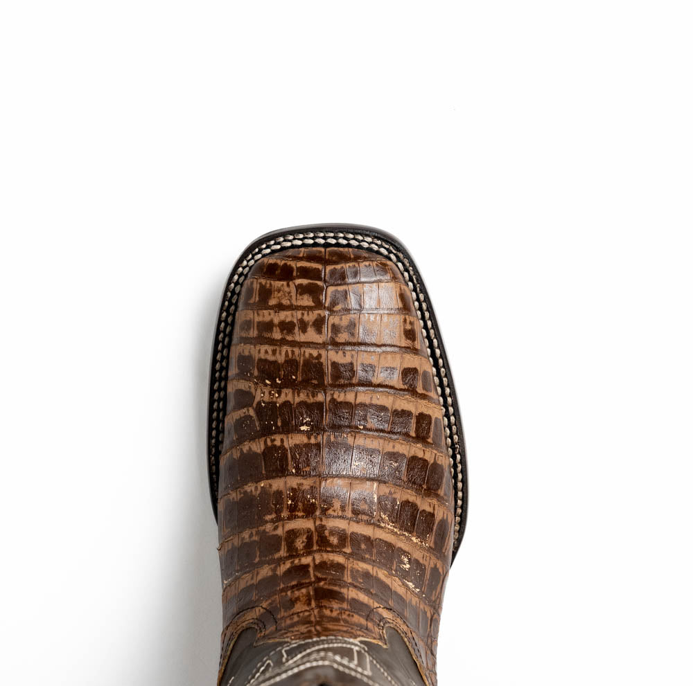 Tucson Stone Brown Genuine Caiman Belly skin men's boots Marco