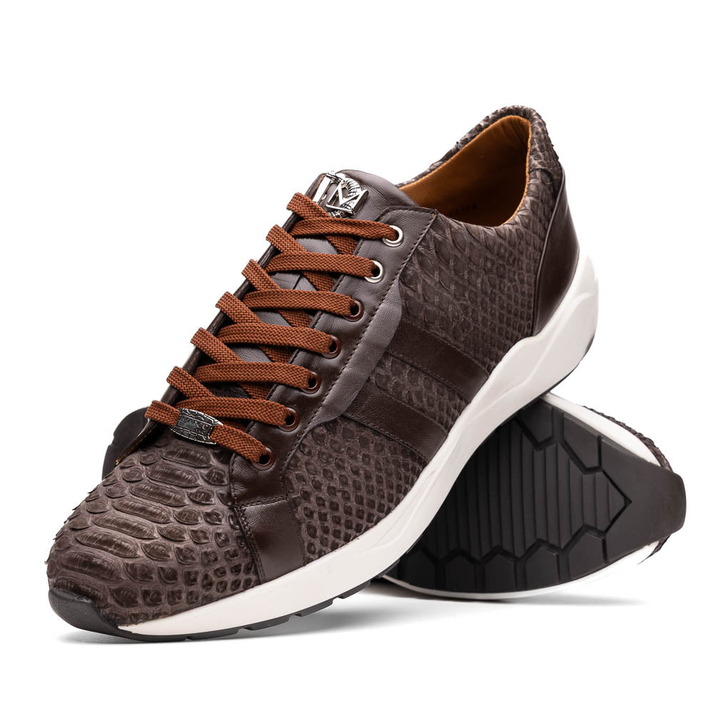 Verona Brown genuine python snake skin sneakers men's shoes casual