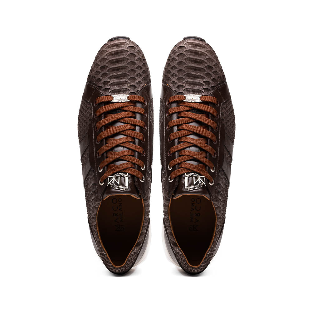 Verona Brown genuine python snake skin sneakers men's shoes casual