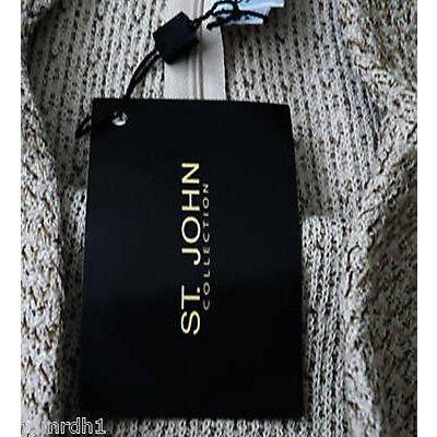 ST. JOHN Collection skirt woven career 8 $895 designer luxury-Skirts-St. John-8-tan-Jenifers Designer Closet