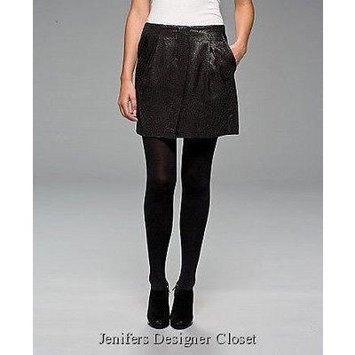 VINCE black silver 4 metallic cocktail skirt mini above knee career Small-Clothing, Shoes & Accessories:Women's Clothing:Skirts-VINCE-4-Black-Jenifers Designer Closet