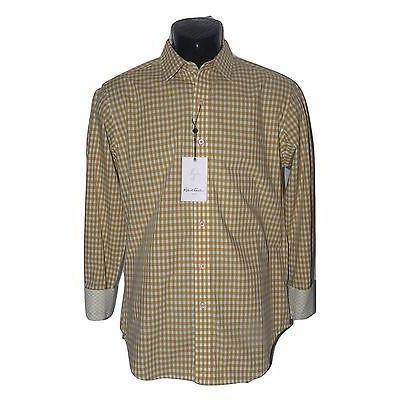 ROBERT GRAHAM S shirt gold white men's contrast cuffs designer Bodowyer-Casual Shirts-Robert Graham-Small-Gold-Jenifers Designer Closet