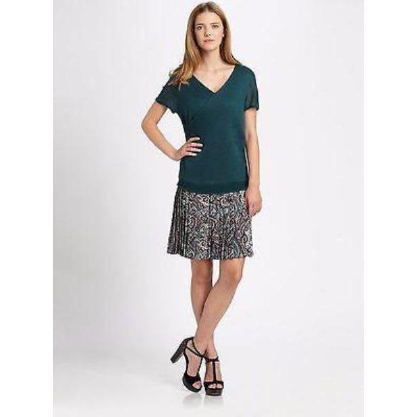 LA VIA 18 Lavia 44 pleated paisley skirt above knee multi color Italy $385-Skirts-Lavia 18-44-Multi-Jenifers Designer Closet