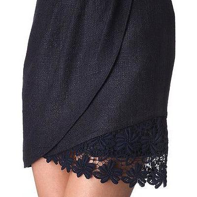 ELIE TAHARI 10 mini skirt with lace hem career cocktail navy-Clothing, Shoes & Accessories:Women's Clothing:Skirts-Elie Tahari-10-Navy-Jenifers Designer Closet