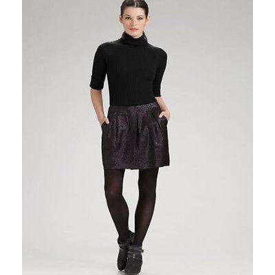 VINCE black silver 4 metallic cocktail skirt mini above knee career Small-Clothing, Shoes & Accessories:Women's Clothing:Skirts-VINCE-4-Black-Jenifers Designer Closet