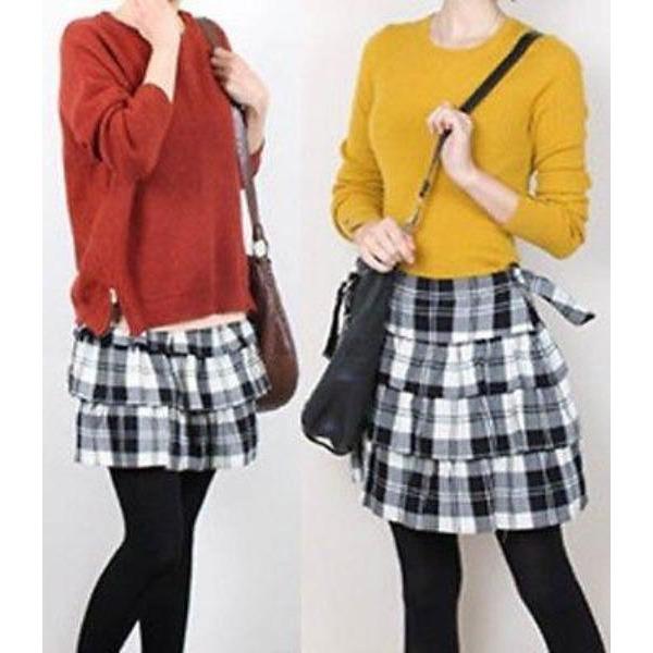 THEORY 10 tri-tiered ruffled mini skirt $215 black white plaid short-Skirts-Theory-10-Black/white-Jenifers Designer Closet