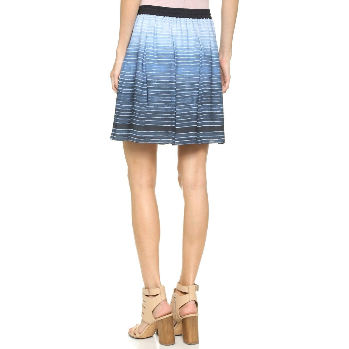 VINCE XL skirt Ombre SILK in French Blue $275 striped mini pleated lined-Skirts-Vince-XL-Blue-Jenifers Designer Closet