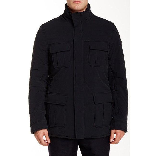 TUMI M Reversible Black nylon to Gray wool coat jacket men's EG5 overcoat-Coats & Jackets-Tumi-Medium-Black/Gray reversible-Jenifers Designer Closet