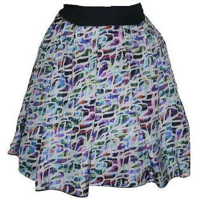 ANNA MOLINARI silk career skirt 40 luxe runway designer mini flouncy-Skirts-Anna Molinari-40-multi-Jenifers Designer Closet