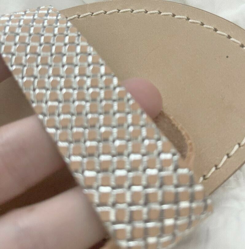 CAPRI POSITANO Italy 39 handmade leather sandals tan & silver shoes flats