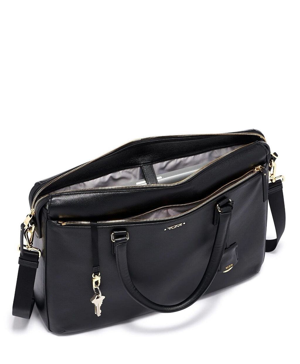 TUMI Chandler business briefcase tote carry-on bag laptop Voyageur leather