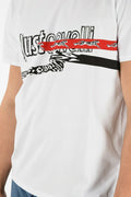 JUST CAVALLI tee t-shirt LG white red black leopard cheetah Roberto men's - Jenifers Designer Closet