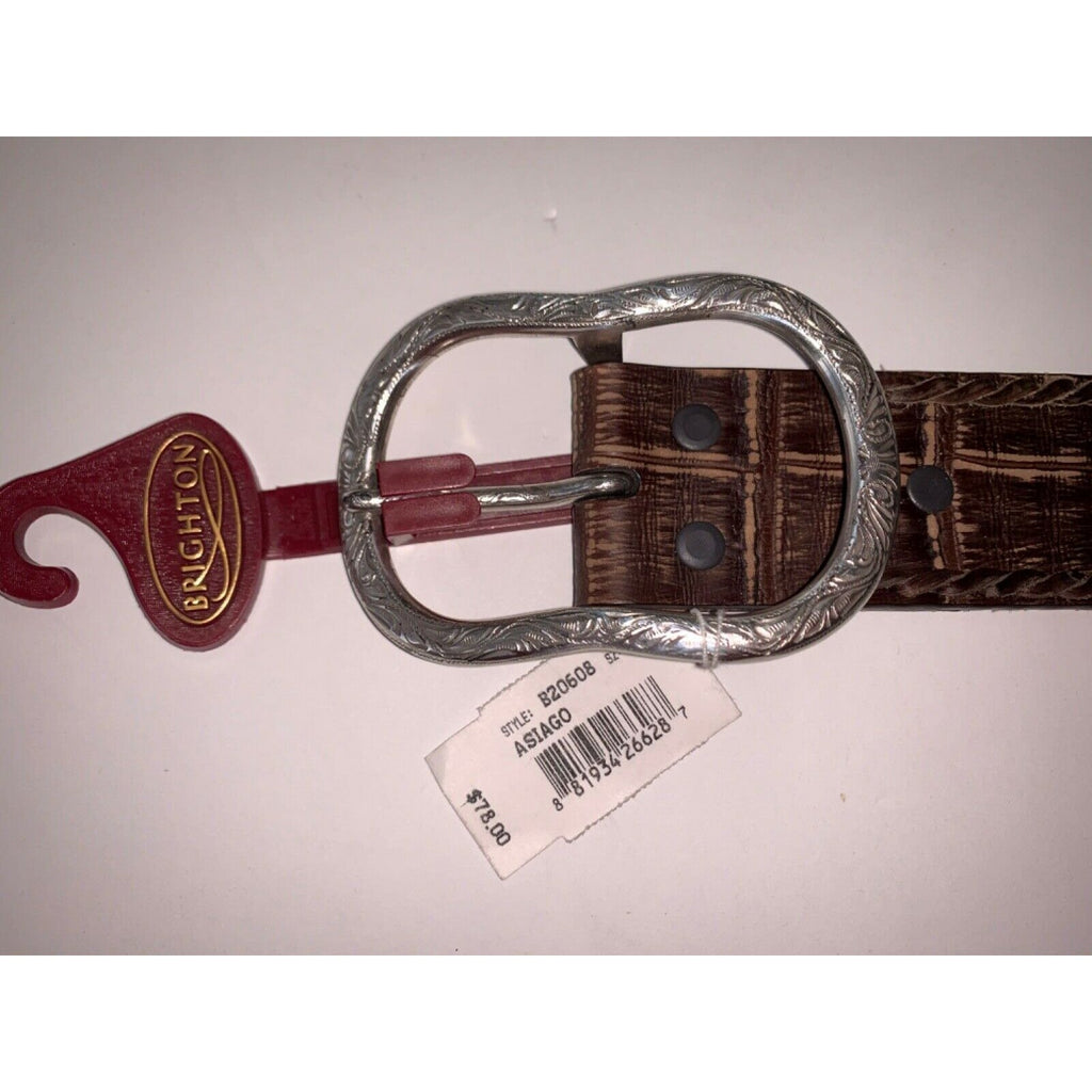 NWT BRIGHTON 32 silver buckle wide leather belt brown medallions asiago concho-Clothing, Shoes & Accessories:Women:Women's Accessories:Belts-Brighton-Jenifers Designer Closet