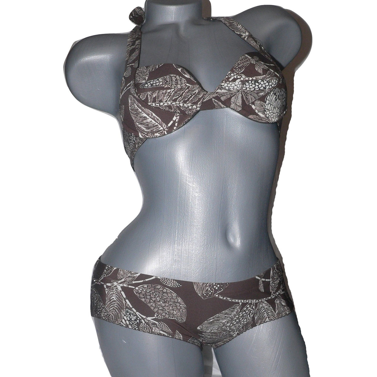 CHLOE Mare Donna 42 II S bikini swimsuit 2PC underwire brown designer-Swimwear-Chloe-42-Brown-Jenifers Designer Closet